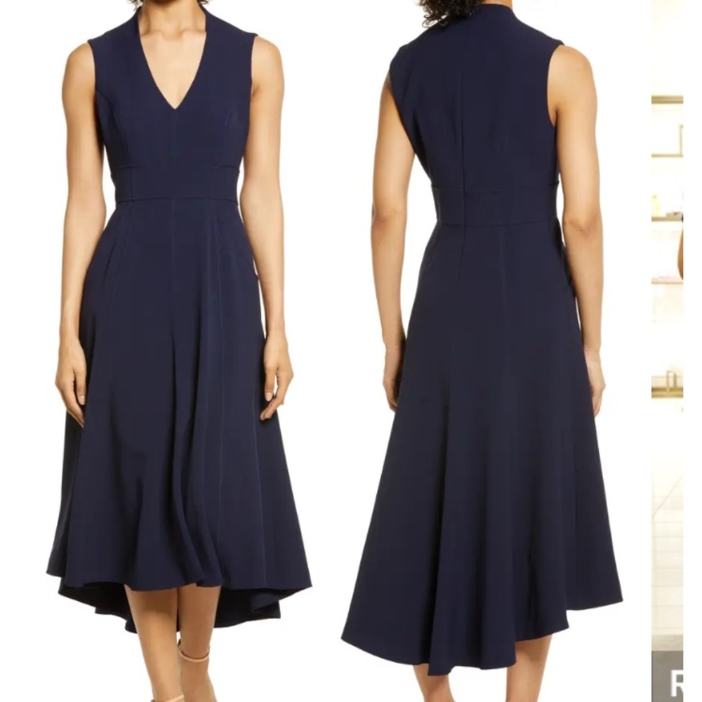 Eliza J Navy Blue Hi-Lo Fit n’ Flare